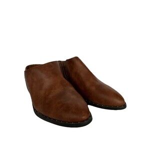 American Eagle Womens Size 10 Brown Leather Mule Clogs Slip On Block Heel Shoes